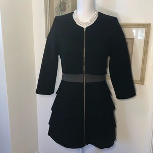 Randall Leoffler Black Wool LngSlv Layered Dress